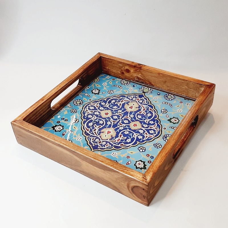 سینی چوبی مربع دکوپاژ کد ۲۱
