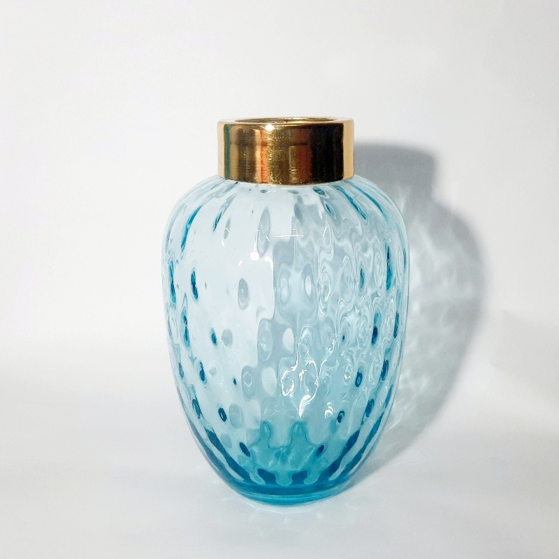 گلدان دستساز شیشه ای کد ۰۳۱ آبی