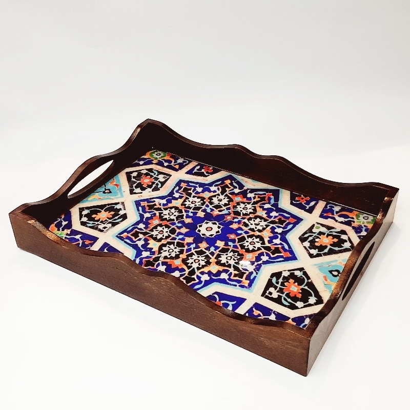 سینی چوبی دکوپاژ مستطیل کد ۳۵