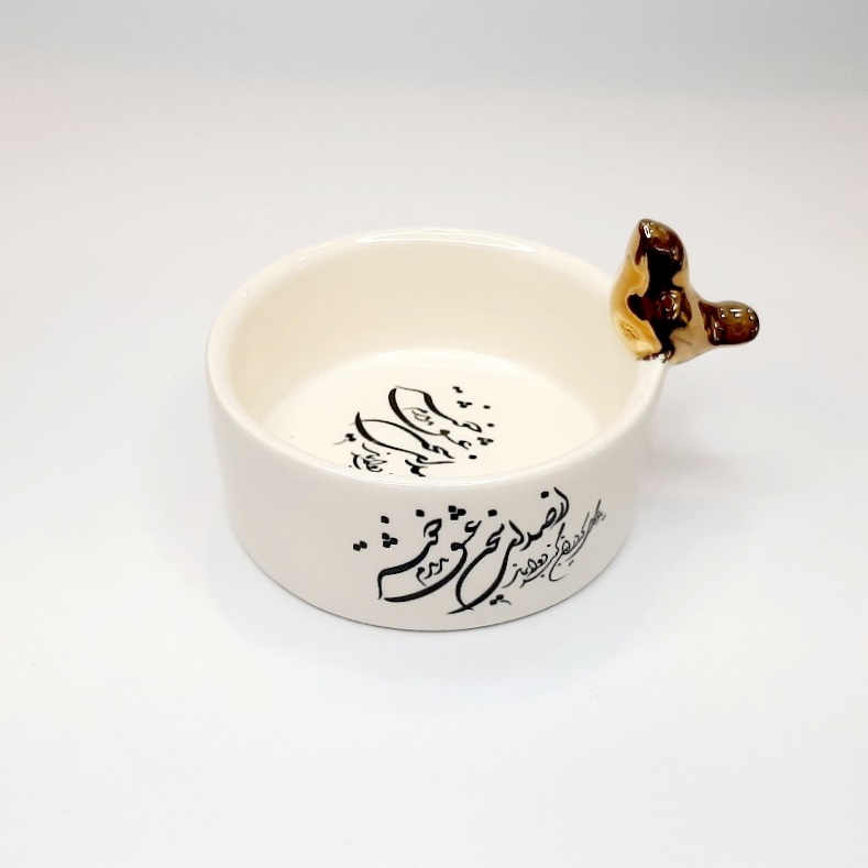 کاسه خطاطی سخن عشق با پرنده طلا سایز ۲