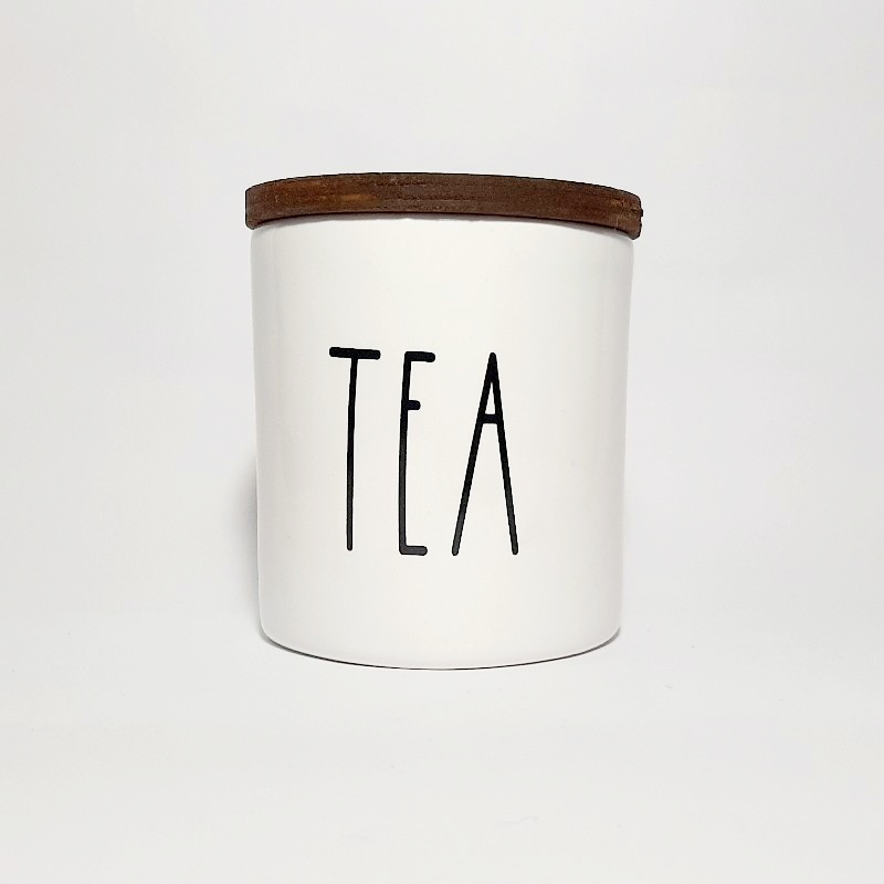 بانکه سرامیکی با درب چوبی tea