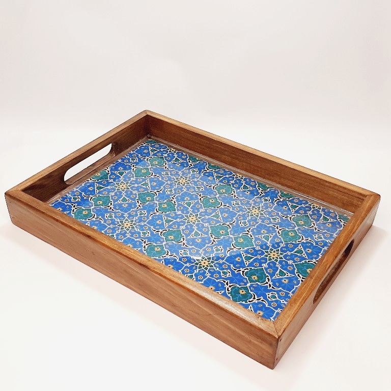 سینی چوبی مستطیل طرح سنتی کد ۱۱۸